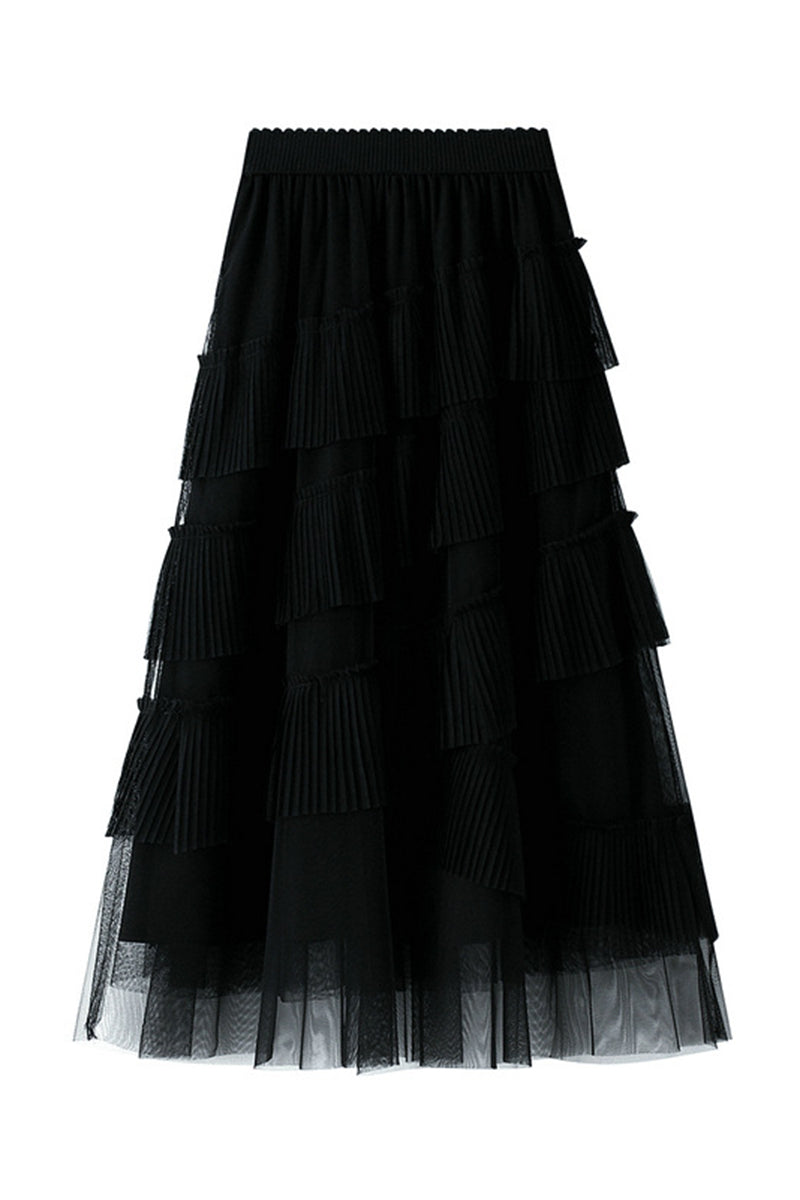 Layered Ruffle Midi Skirt