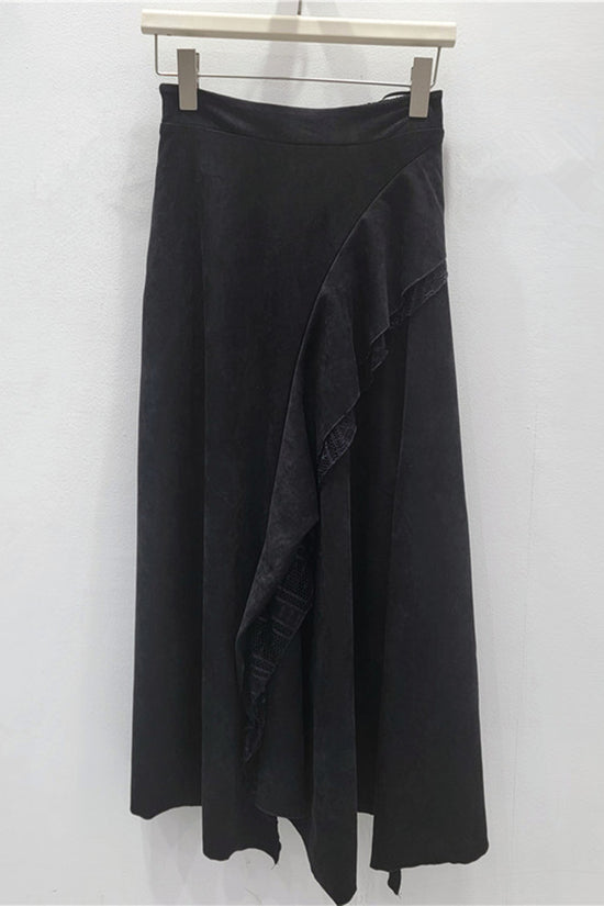 Asymmetrical Midi Wrap Skirt