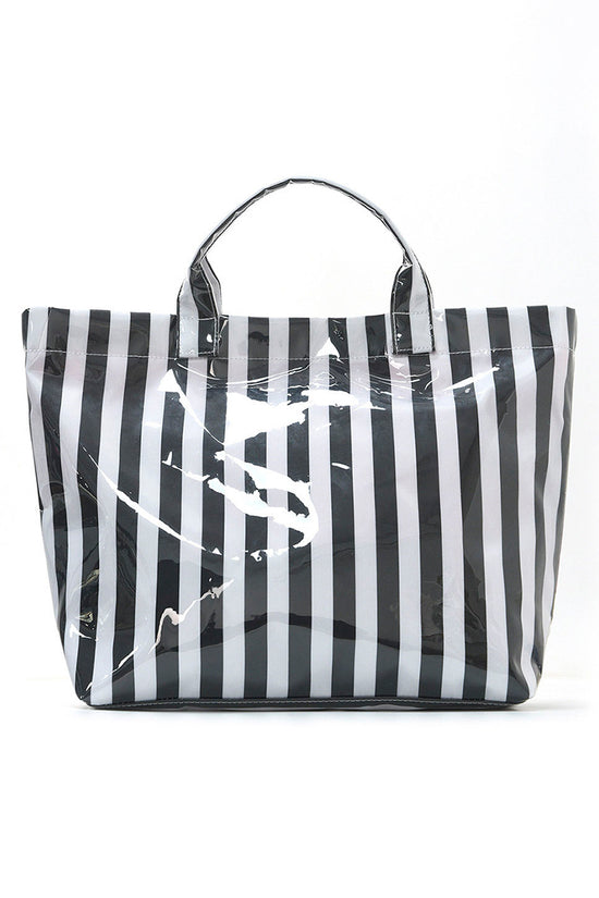 Striped Tote Bag with Glossy Finish