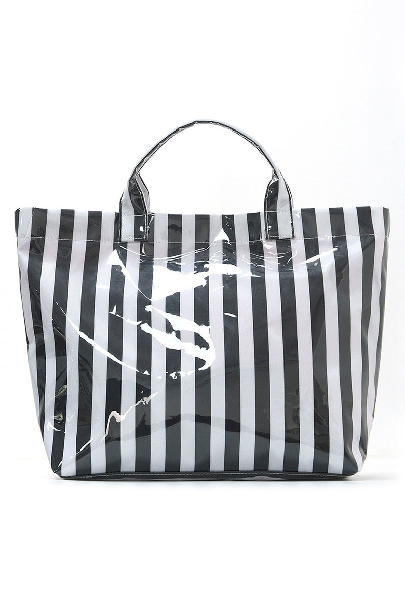 Striped Tote Bag with Glossy Finish