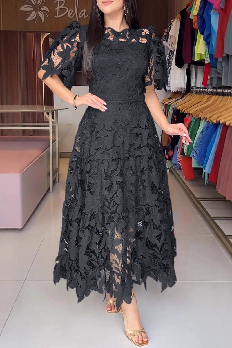 Floral Lace Elegant Midi Dress