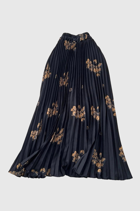 Floral Pleated Midi Skirt