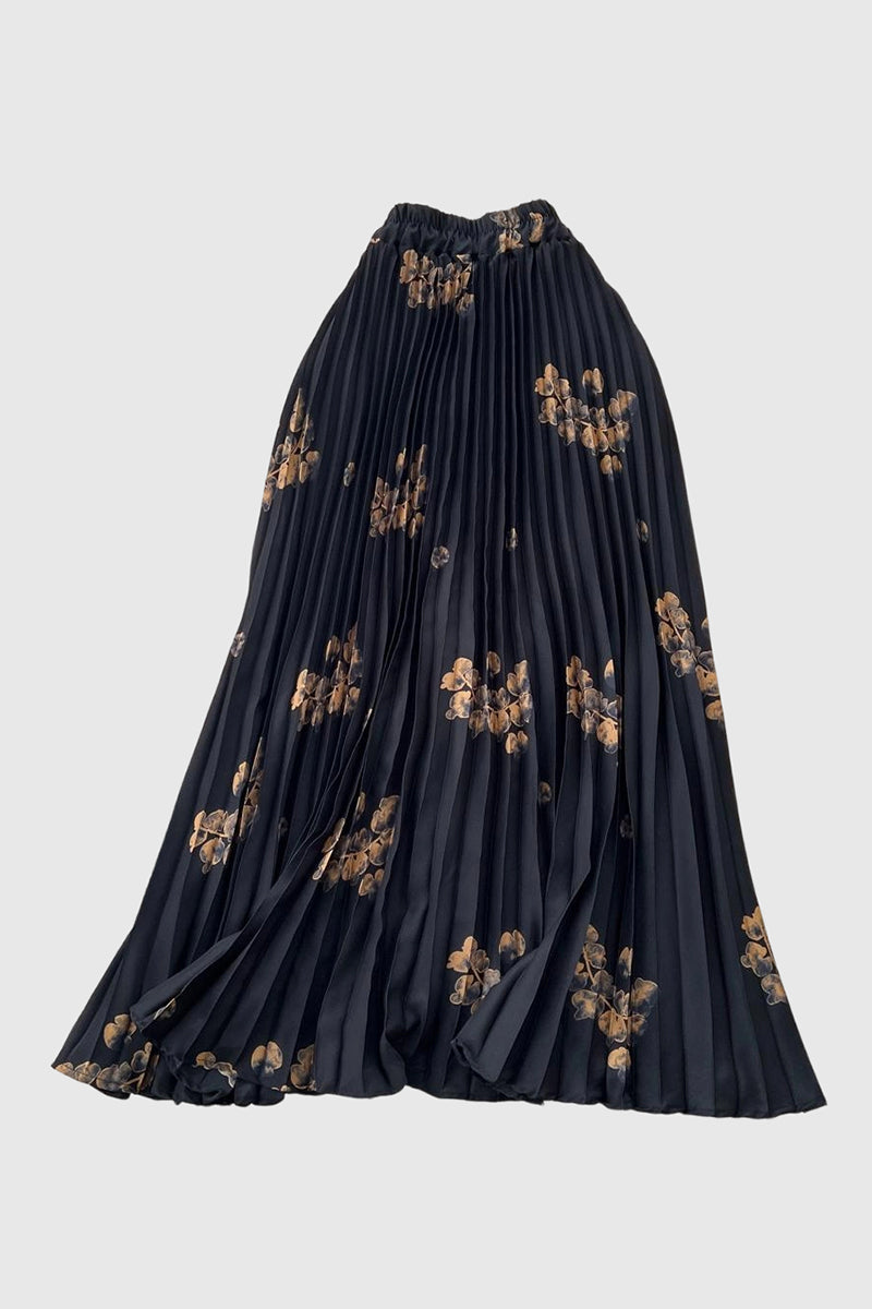 Floral Pleated Midi Skirt