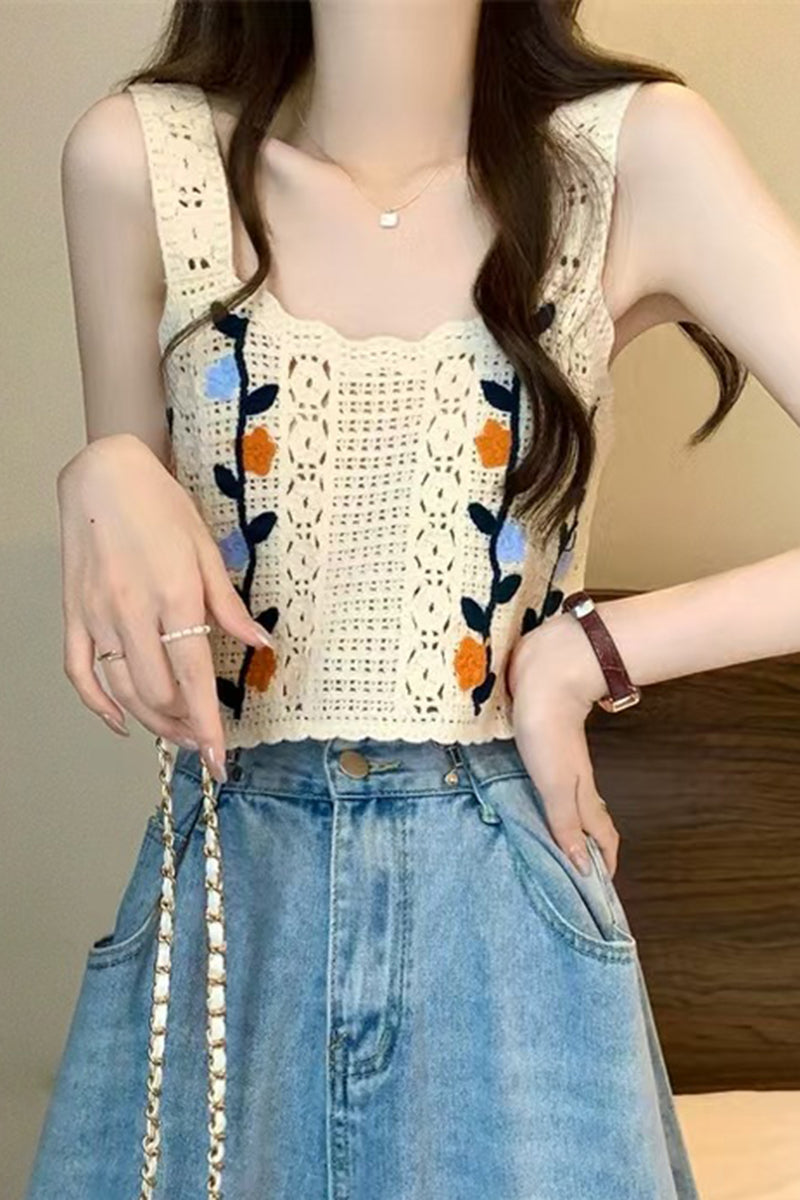 Floral Crochet Patchwork Tank Top