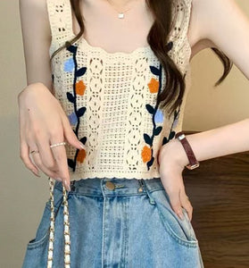 Floral Crochet Patchwork Tank Top