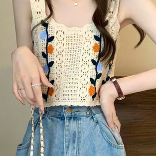 Floral Crochet Patchwork Tank Top