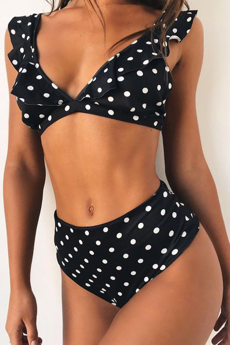Polka Dot Ruffle Bikini Set