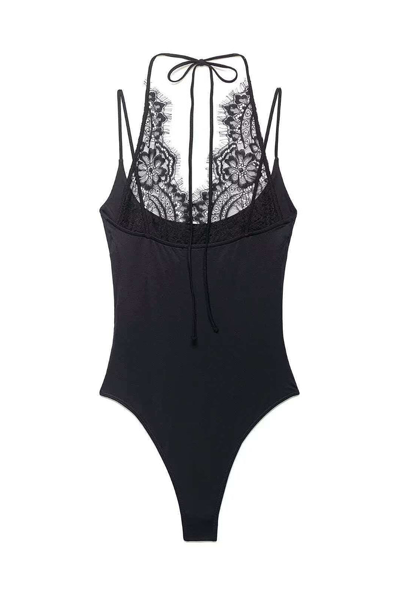 Elegant Lace Backless Bodysuit