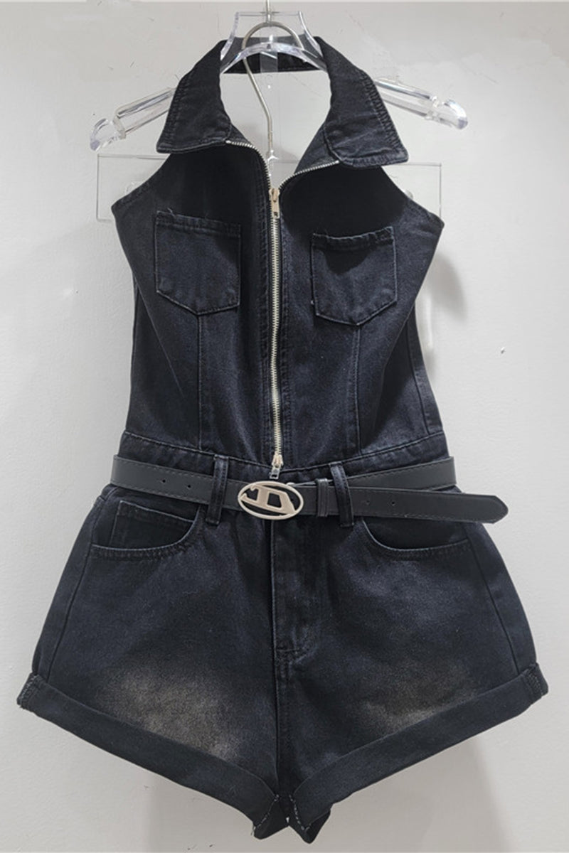Chic Denim Sleeveless Romper