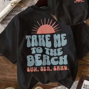 Beach Vibes Graphic T-Shirt Set