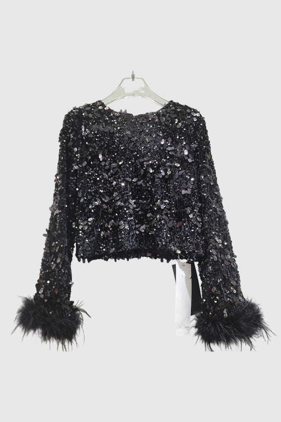 Sequin Embellished Long Sleeve Blouse