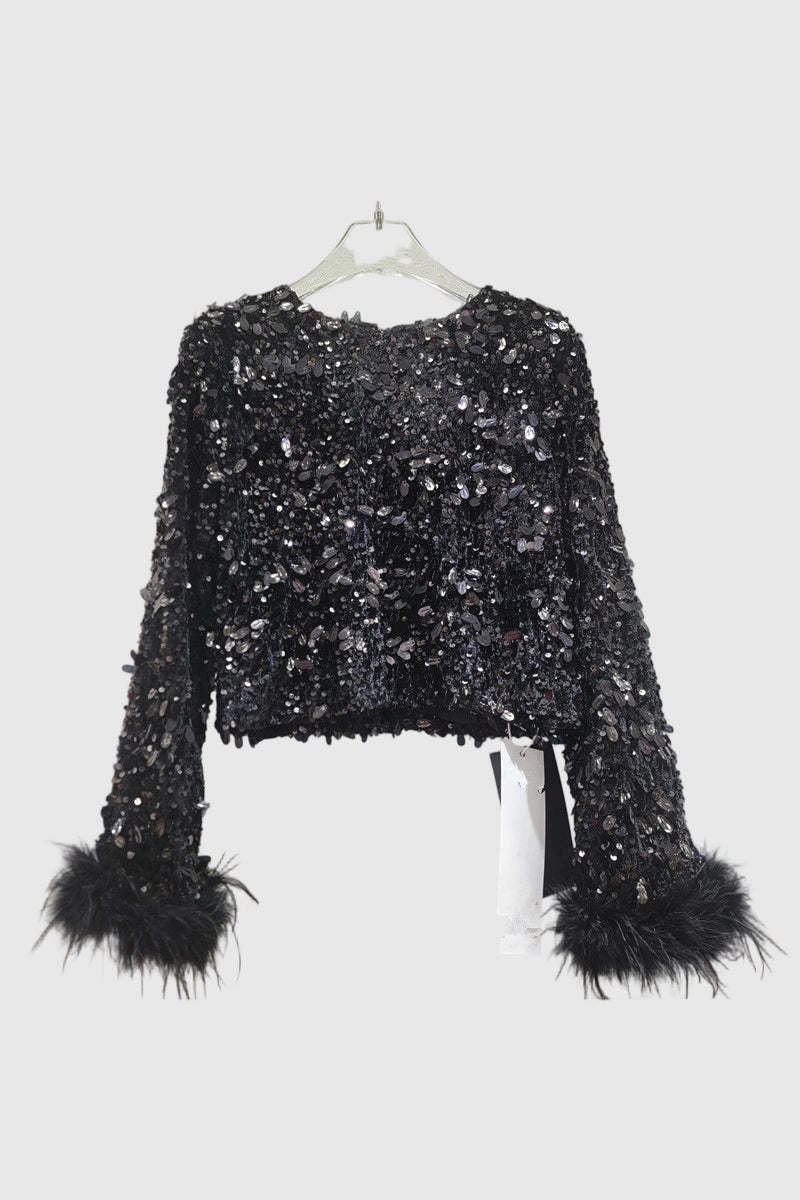 Sequin Embellished Long Sleeve Blouse