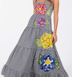 Plaid Floral Maxi Dress