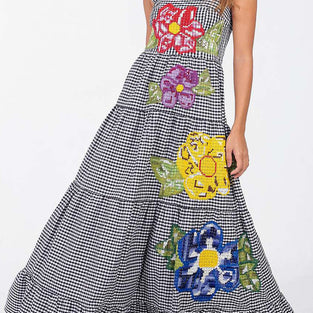 Plaid Floral Maxi Dress