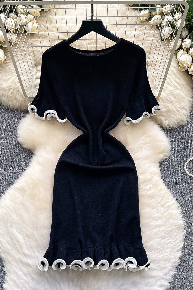 Elegant Ruffle Trim Casual Dress