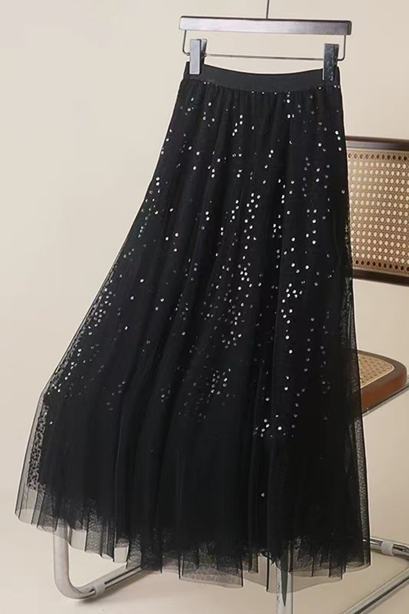 Sequined Elegant Midi Skirt