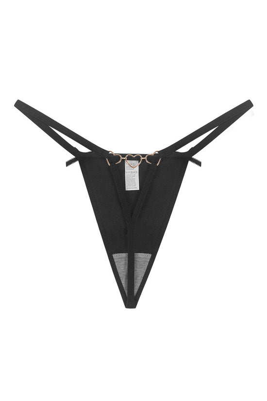 Strappy Heart Detail Thong Panties