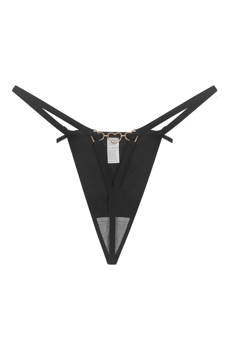 Strappy Heart Detail Thong Panties