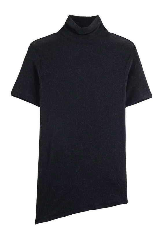 Elegant Mock Neck Asymmetrical T-Shirt
