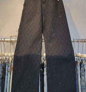 Diamond Pattern Straight Jeans