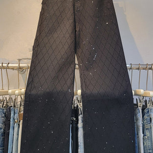 Diamond Pattern Straight Jeans
