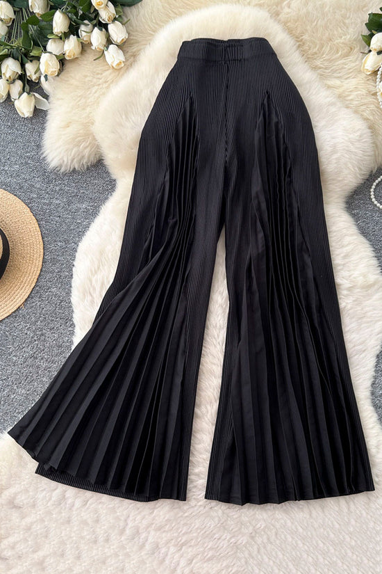 Elegant Pleated Wide-Leg Casual Pants
