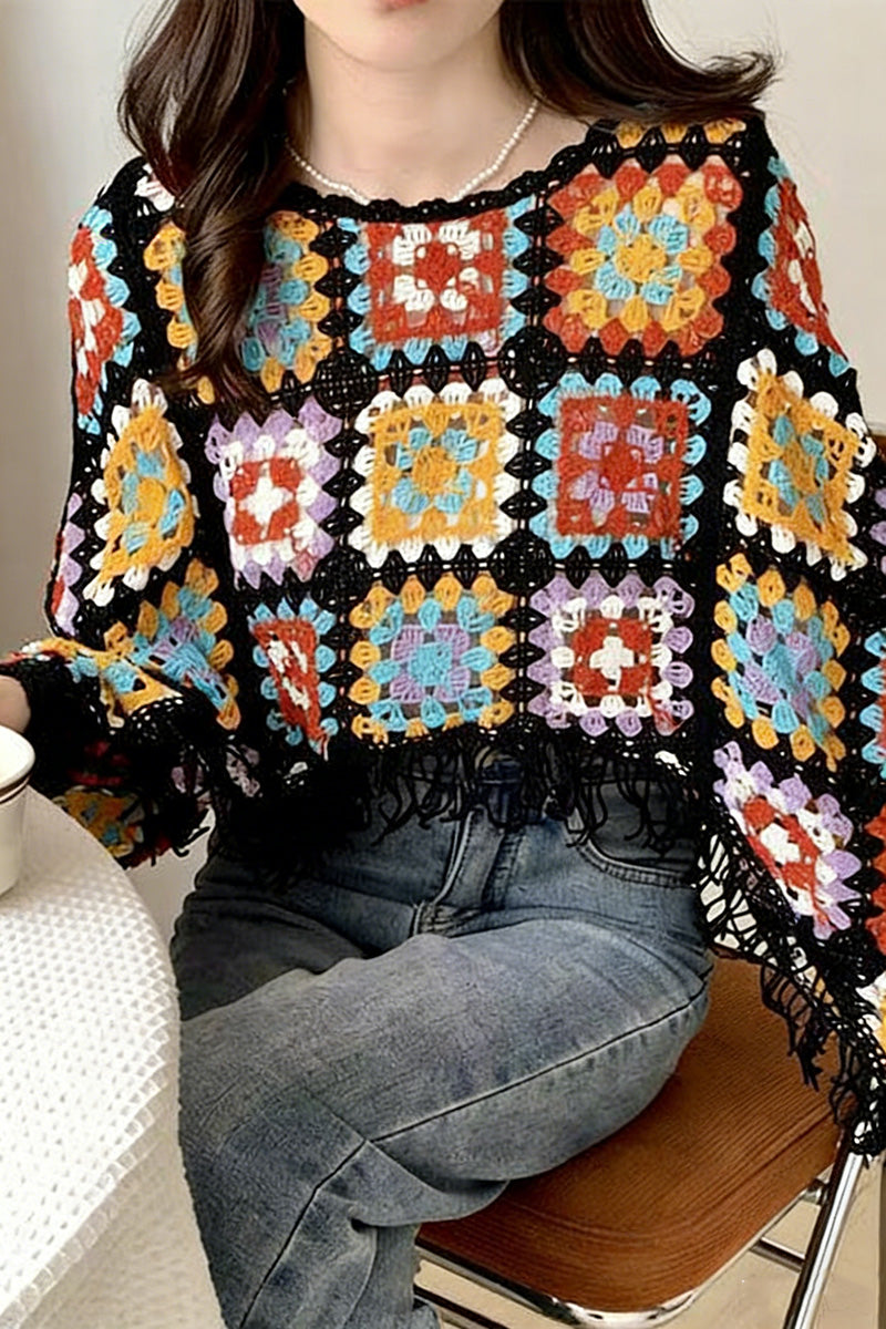 Elegant Crochet Fringe Knit Top