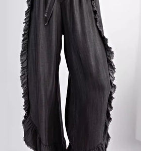 Ruffled Wide Leg Jeans