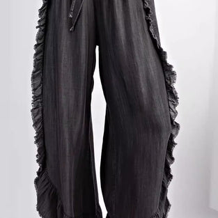 Ruffled Wide Leg Jeans