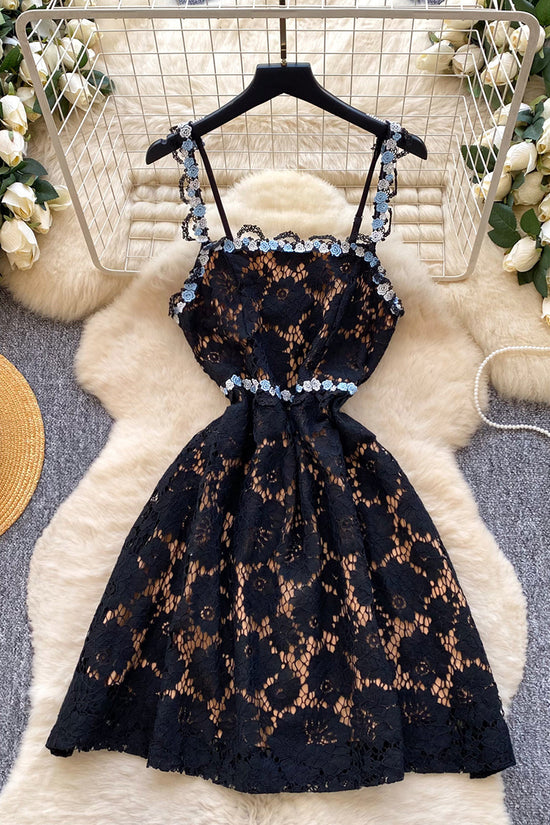 Floral Lace Sleeveless Mini Dress