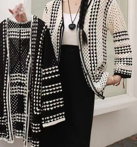 Patterned Open-Front Cardigan