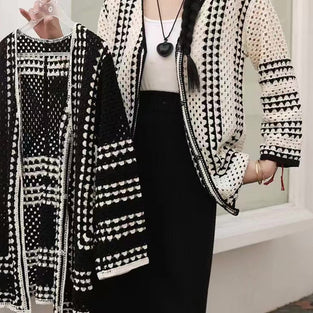 Patterned Open-Front Cardigan