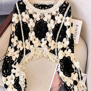 Elegant Fringe Crochet Knit Top