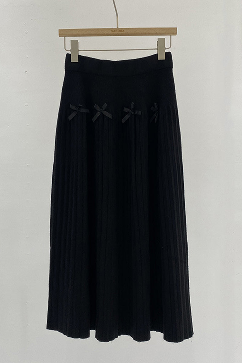 Elegant Bow-Detail Midi Skirt