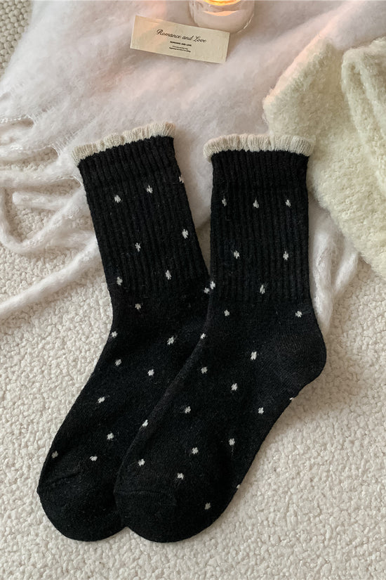 Cozy Polka Dot Ribbed Socks