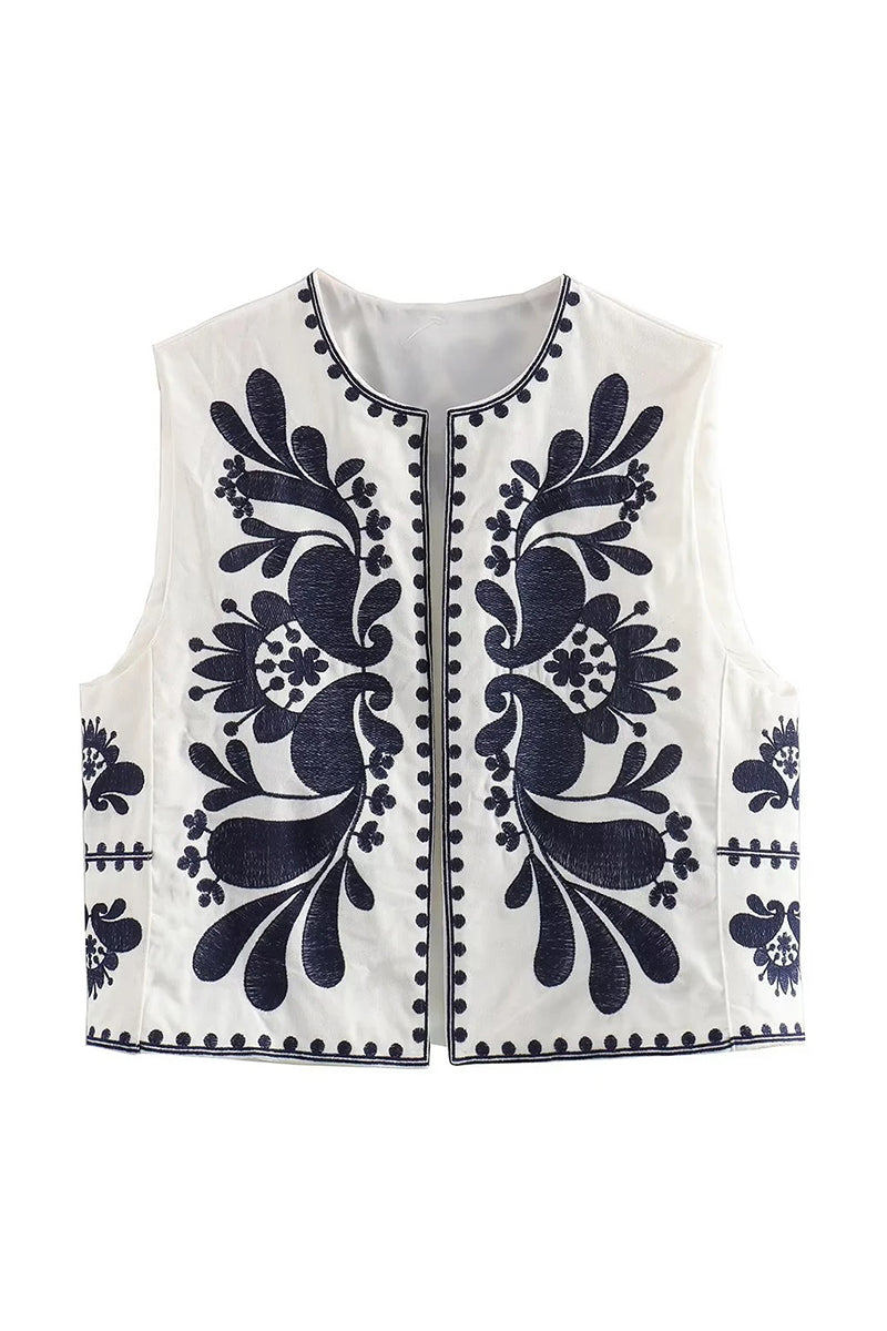 Floral Pattern Sleeveless Vest