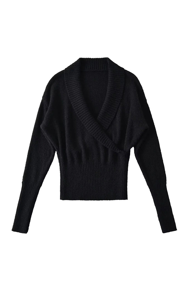 Elegant Wrap V-Neck Sweater