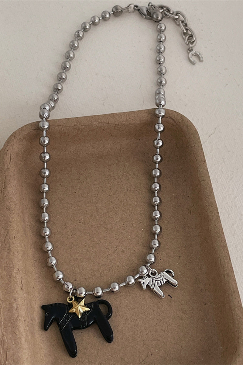 Horse Charm Beaded Necklace