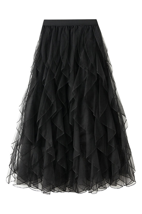 Ruffled Elegance Midi Skirt