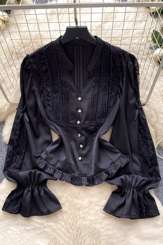 Elegant Lace Ruffle Blouse