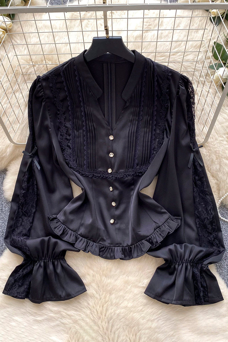 Elegant Lace Ruffle Blouse
