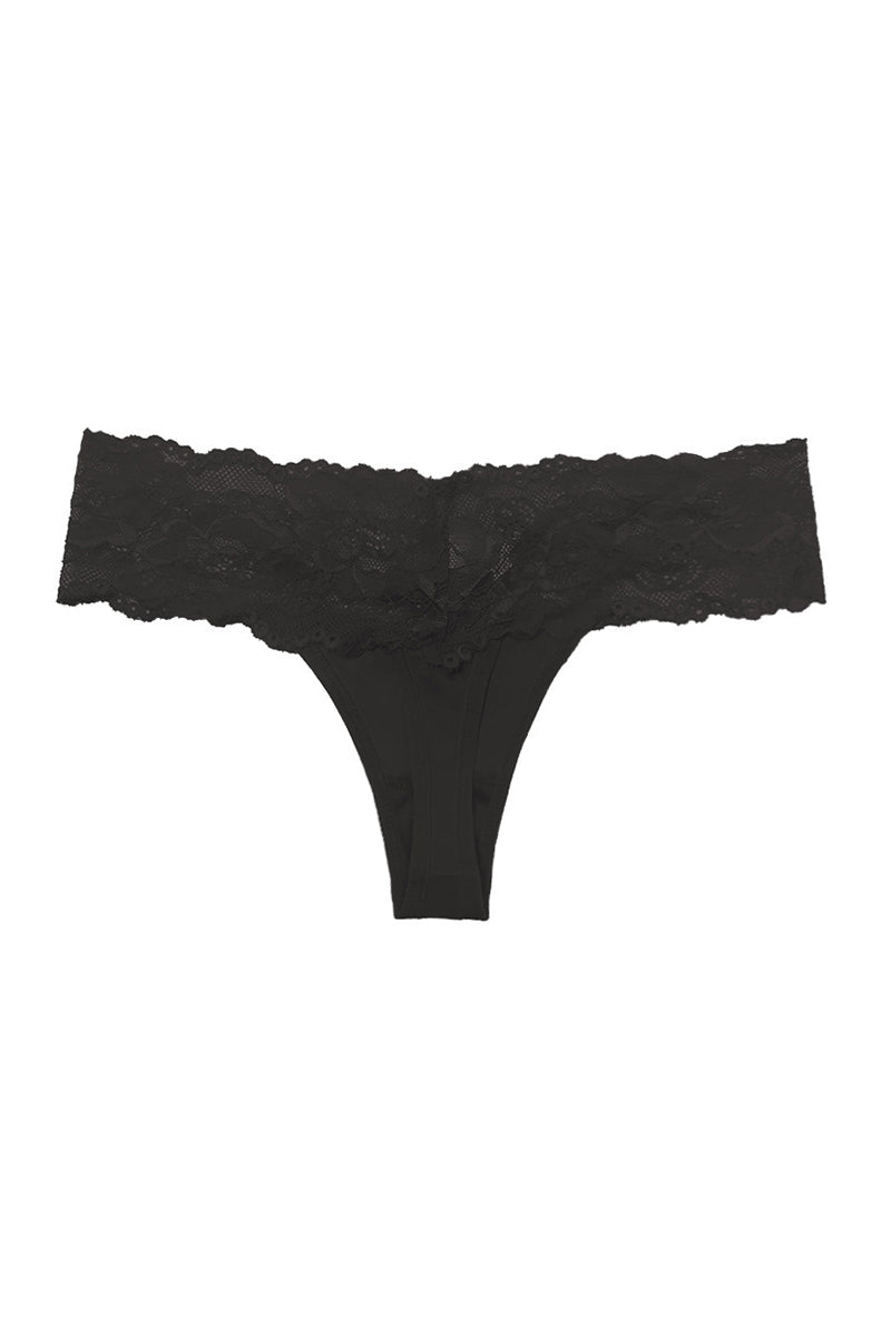 Elegant Lace Trim Thong