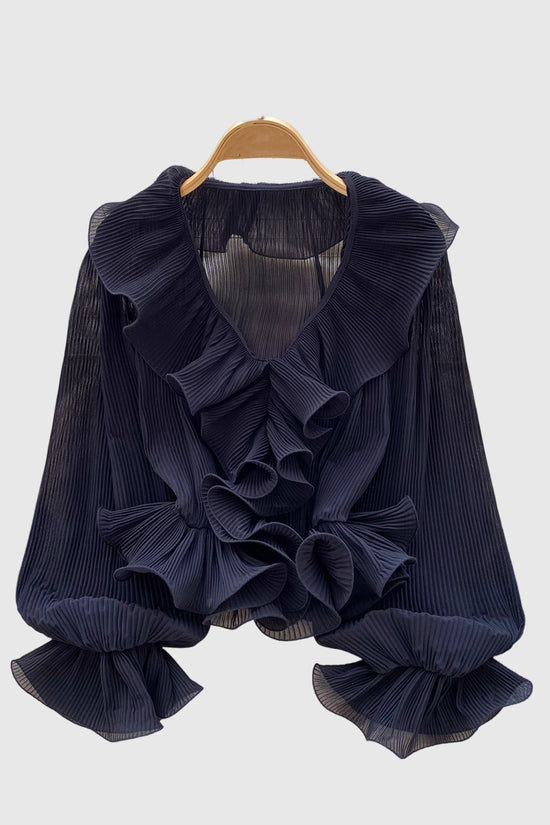 Ruffled V-Neck Blouse