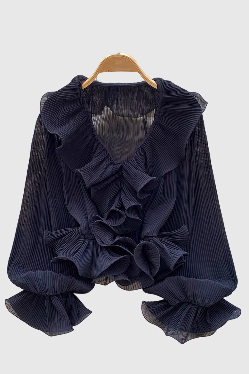 Ruffled V-Neck Blouse