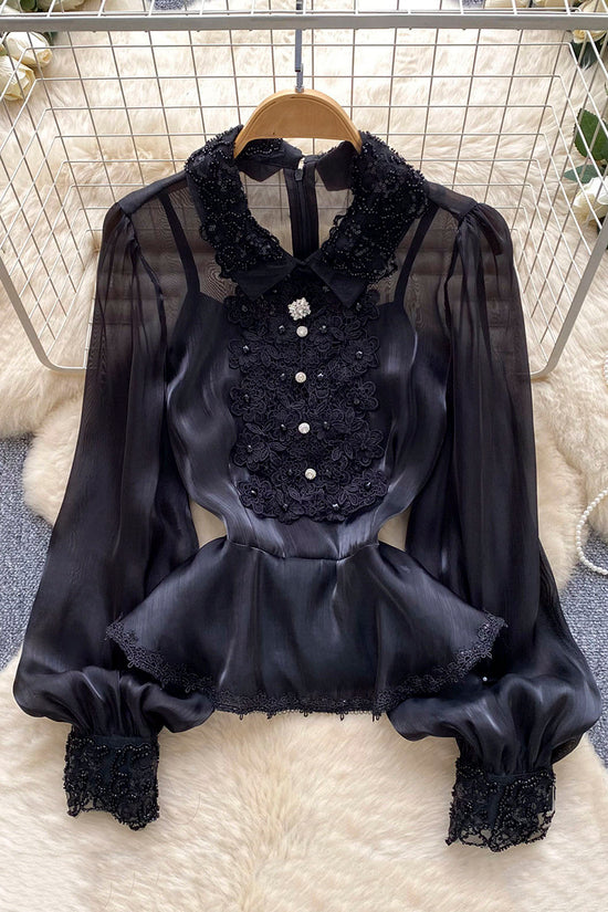 Elegant Lace Long Sleeve Blouse