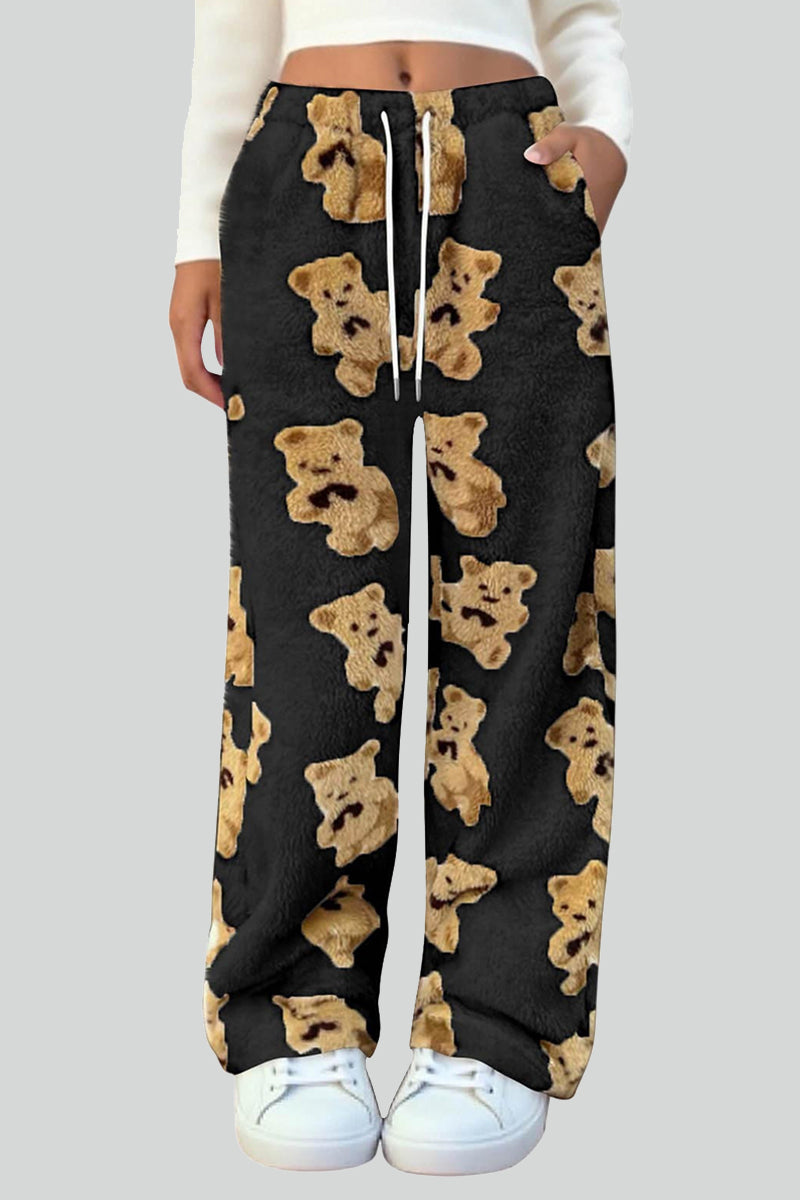 Teddy Bear Patterned Casual Pants