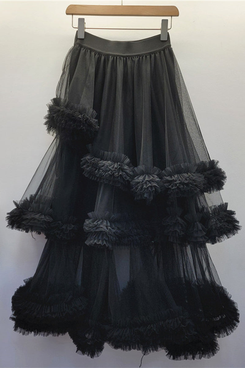 Flouncy Tiered Midi Skirt