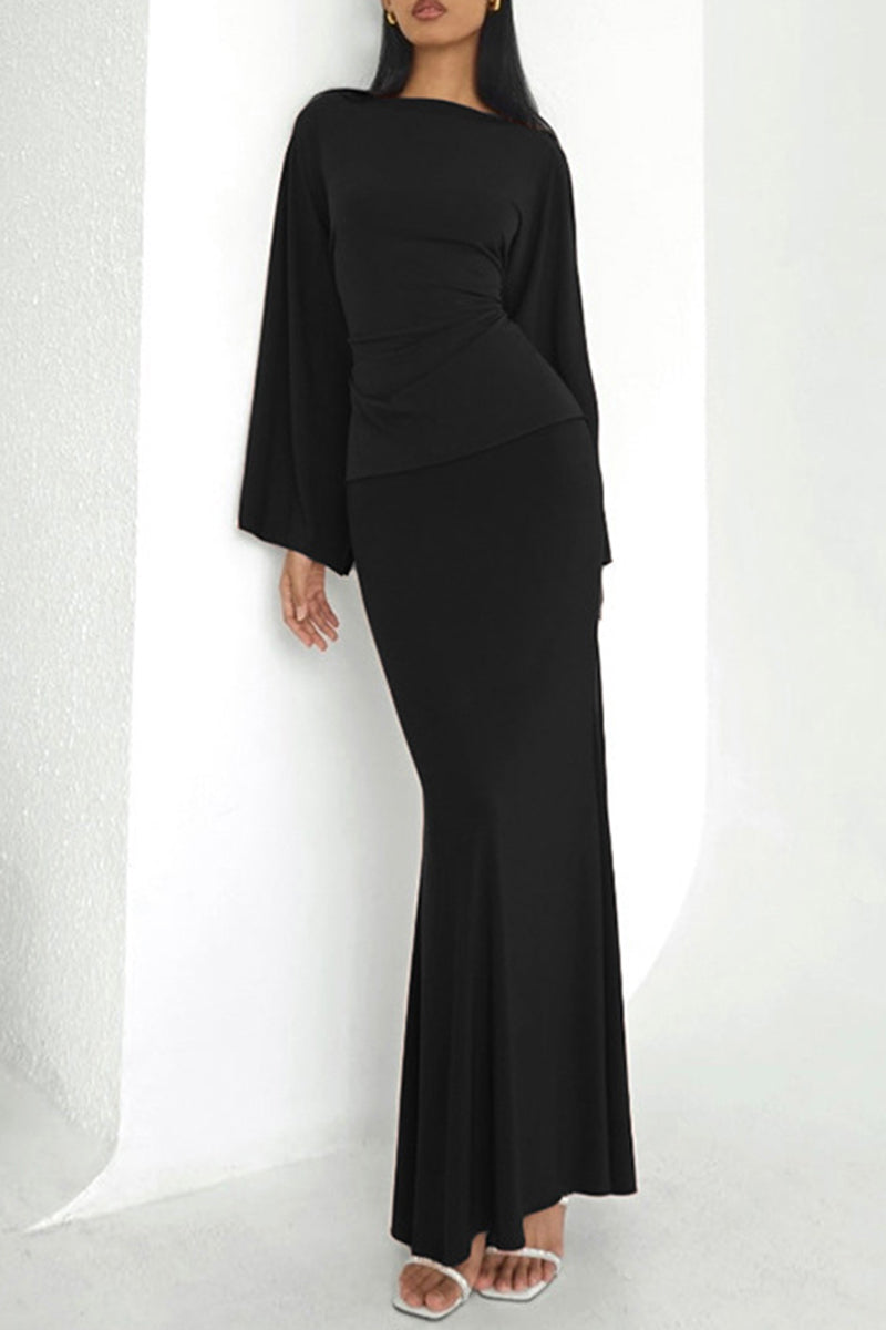 Elegant Long Sleeve Skirt Set