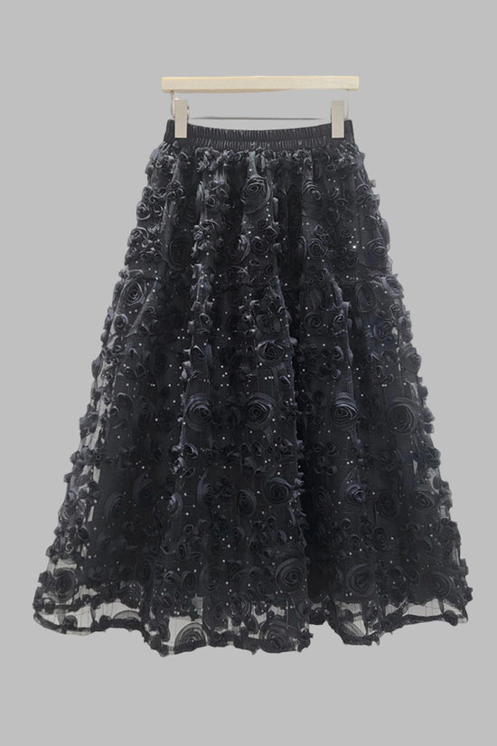 Floral Textured Midi Skirt