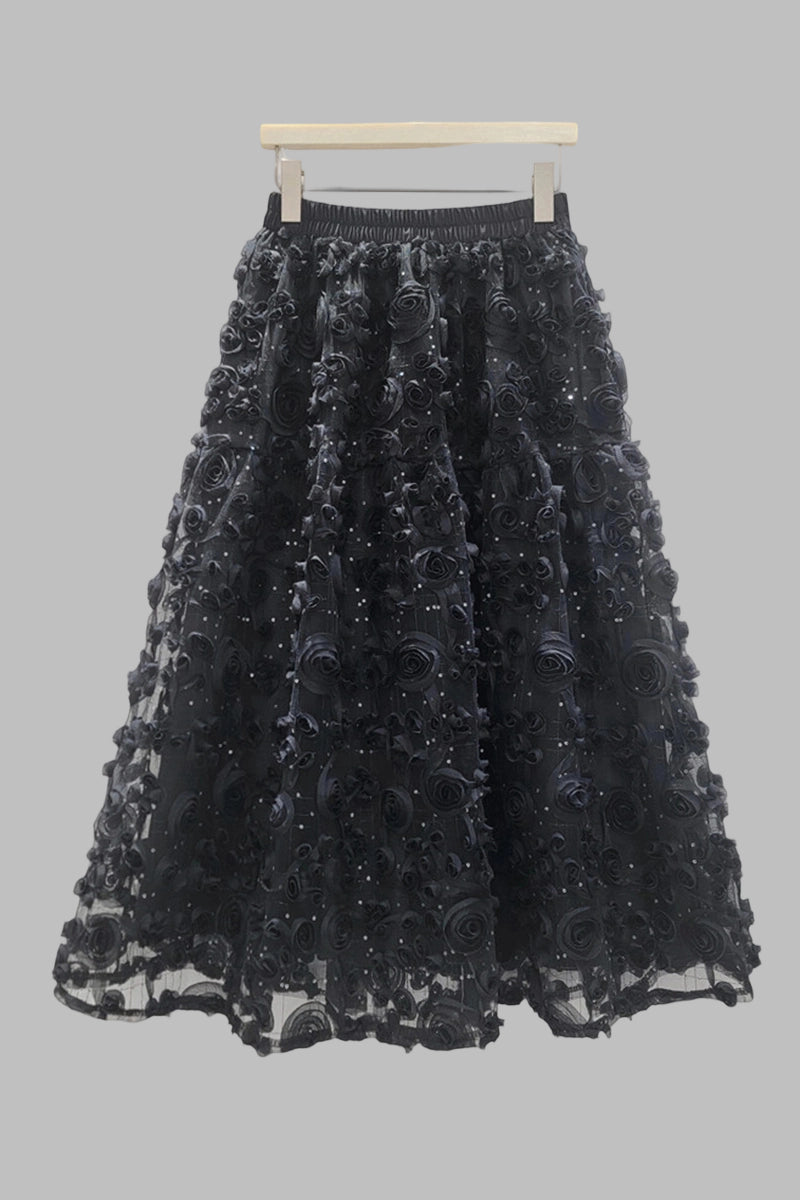 Floral Textured Midi Skirt